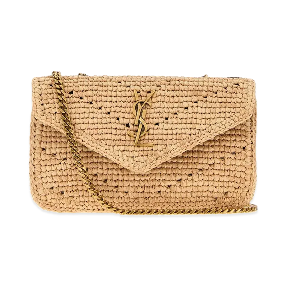Saint Laurent Women's Raffia Mini Loulou Shoulder Bag "Beige"