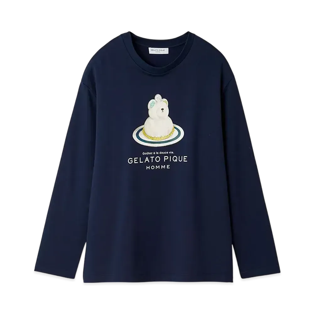GELATO PIQUE Homme Inlay Bear Cake Ron Long T-Shirt "Navy"