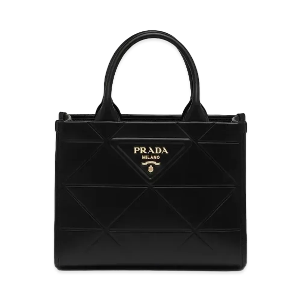 PRADA Small Leather Prada Symbole Bag with Topstitching "Black"