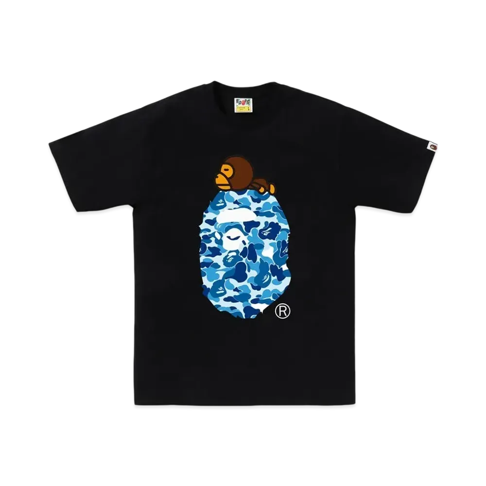 A BATHING APE Abc Camo Milo On Big Ape Tee "Black/Black"