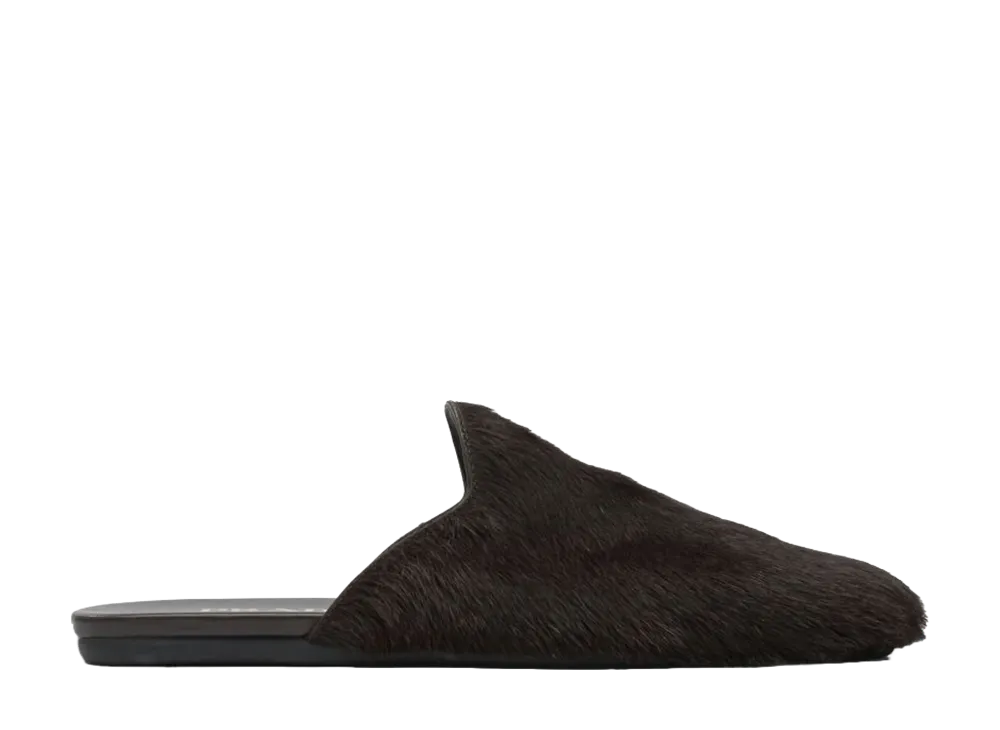 PRADA Women's Pony Hair Mules "Brown"