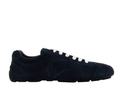 PRADA Women's Dark Suede Montecarlo Sneakers "Blue"
