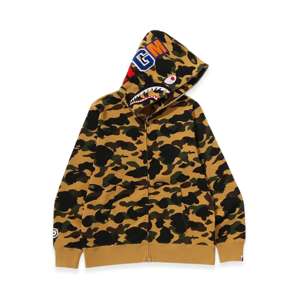 A BATHING APE 1St Camo Shark Full Zip Hoodie "Yellow"