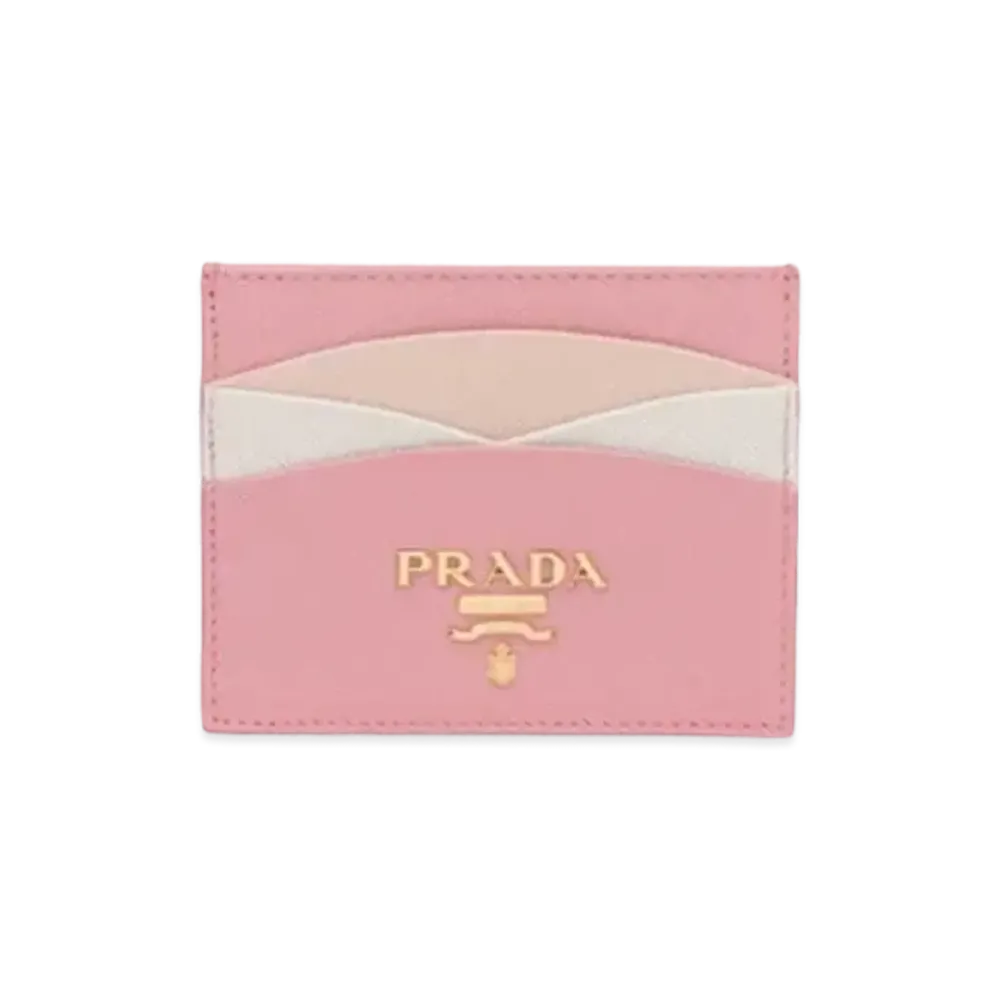 PRADA Saffiano Leather Card Holder "Petal Pink/Peach"