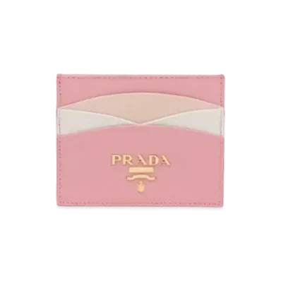 PRADA Saffiano Leather Card Holder "Petal Pink/Peach"