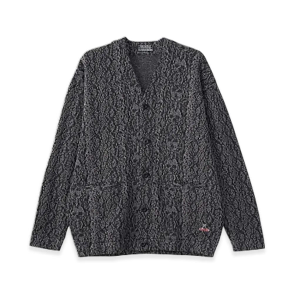 HYSTERIC GLAMOUR Speak No Evil Patch Cardigan "Charcoal Gray"