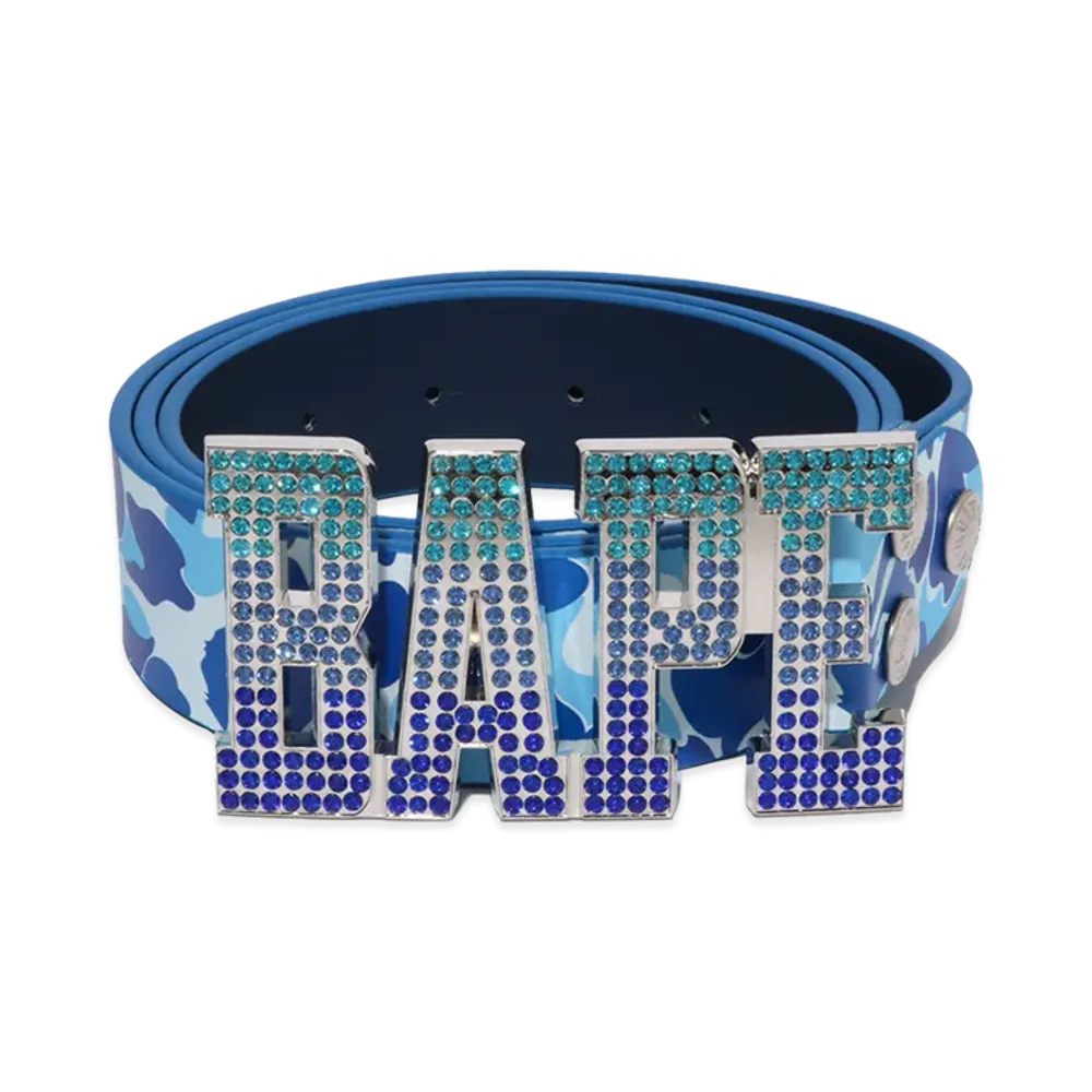 A BATHING APE ABC Camo Bape Leather Belt "Blue"