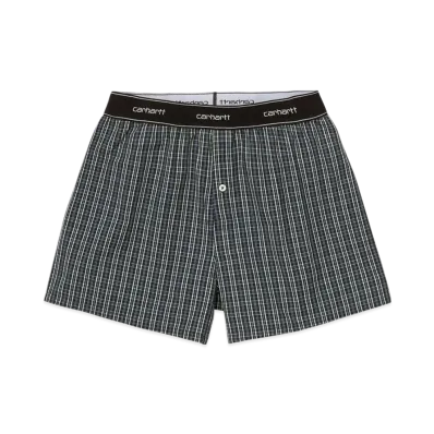 Carhartt WIP Cotton Script Boxers James Check Grove "Navy"