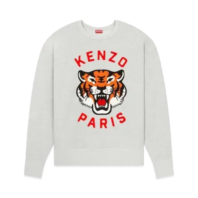 KENZO 'LUCKY TIGER' Embroidered Sweat Unisex "Pale Grey"