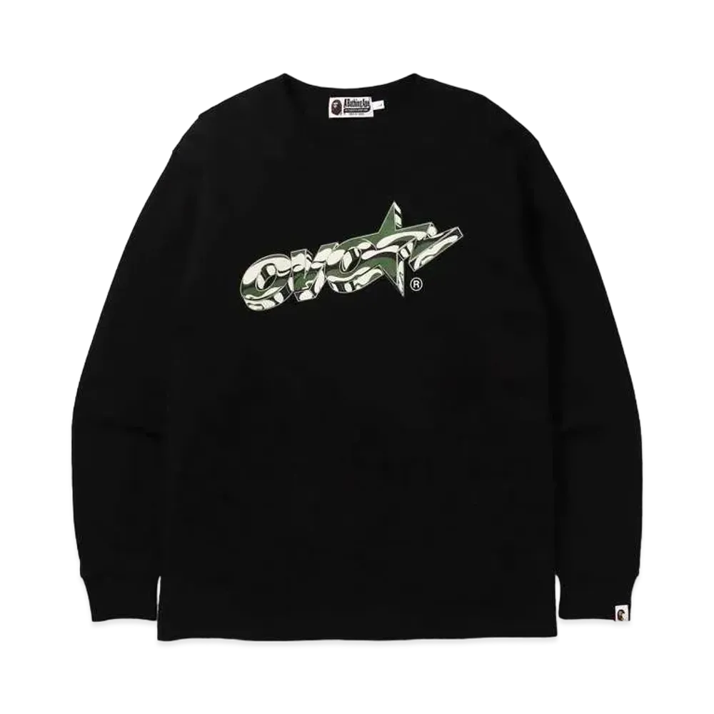 A BATHING APE X OVO LONG SLEEVE TEE "Black"