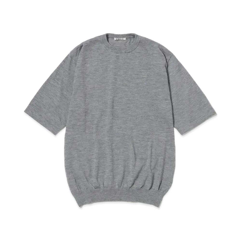 AURALEE Cashmere Hard Twist Knit Tee "Top Gray"