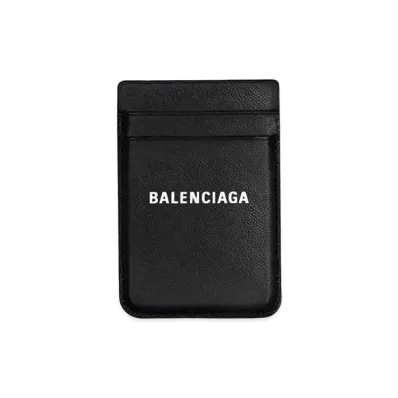 BALENCIAGA Cash Magnet Card Holder Grained Calfskin "Black/White"