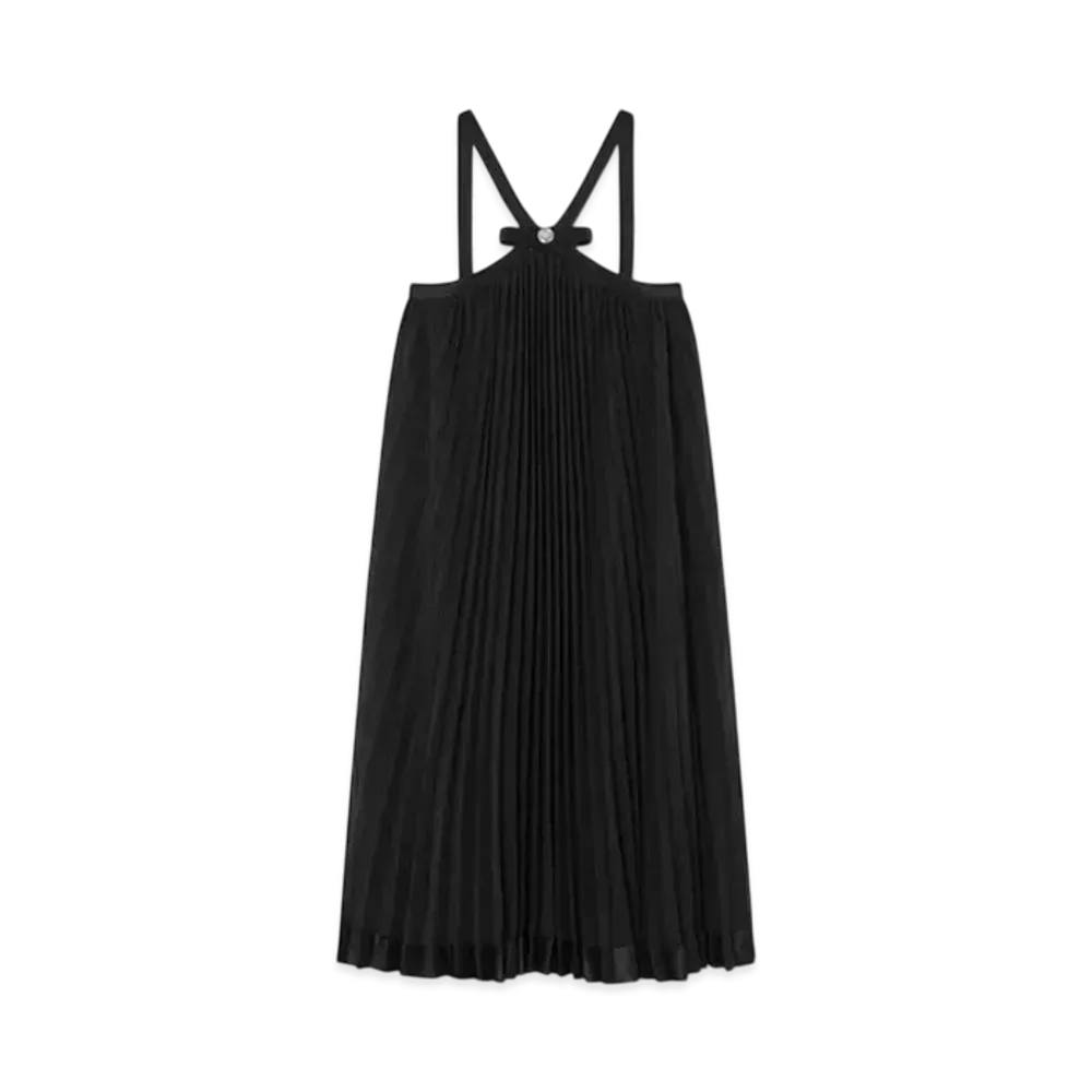 Versace Halterneck Pleated Mini Dress "Black"