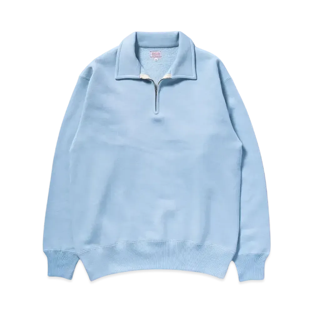 THE REAL McCOY'S 10 OZ. Loopwheel 1/4 Zip Sweatshirt "Saxe"