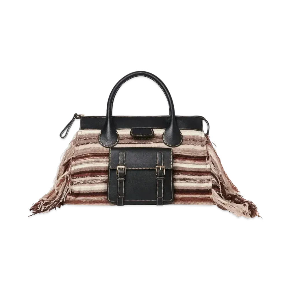 Chloe Large Edith Day Bag In "Multicolour" Recycled Cashmere & Buffalo Leather "Multicolour"