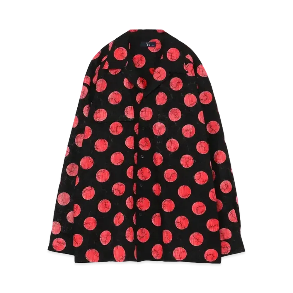 Yohji Yamamoto Y's BROAD THORNY DOT PRINT OPEN COLLAR SHIRT "Red"