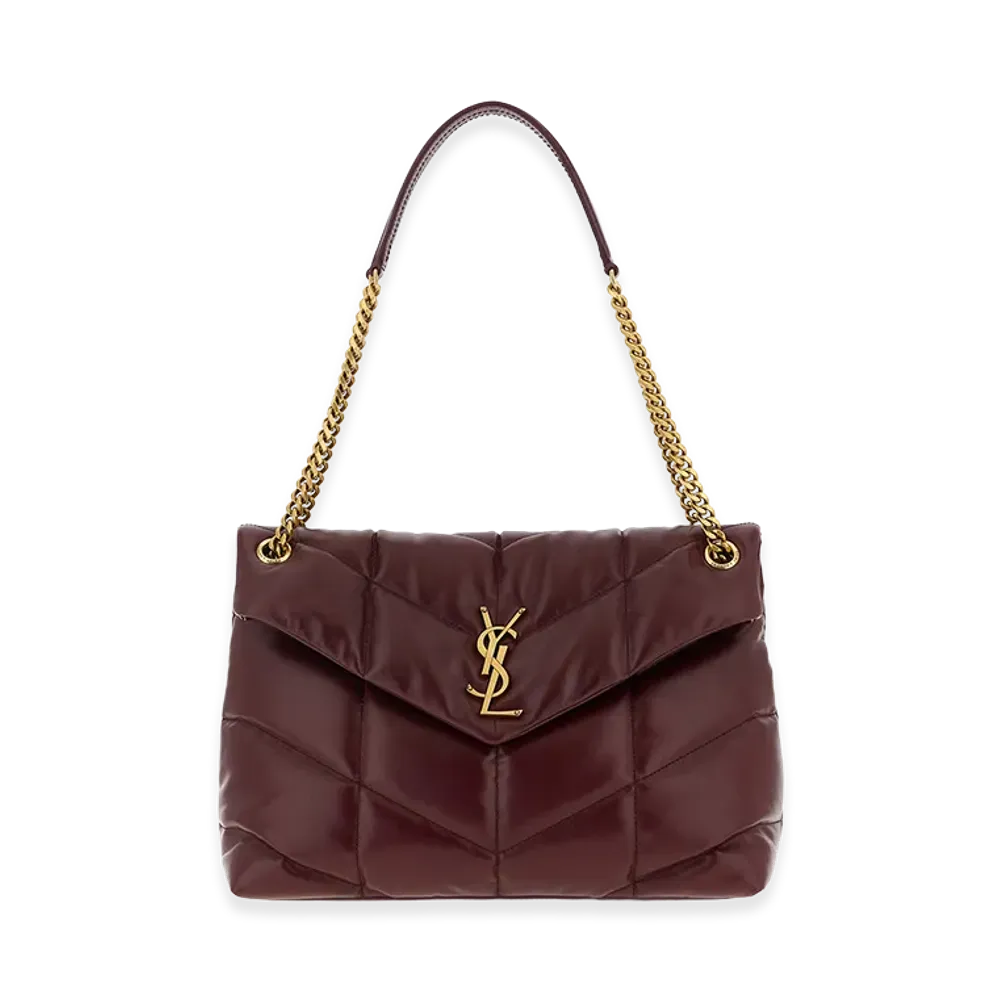Saint Laurent Women's Puffer Shoulder Bag "Bordeaux"