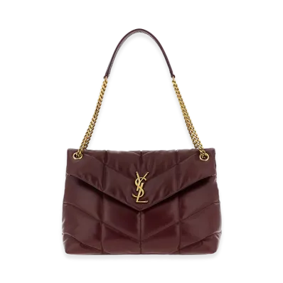 Saint Laurent Women's Puffer Shoulder Bag "Bordeaux"