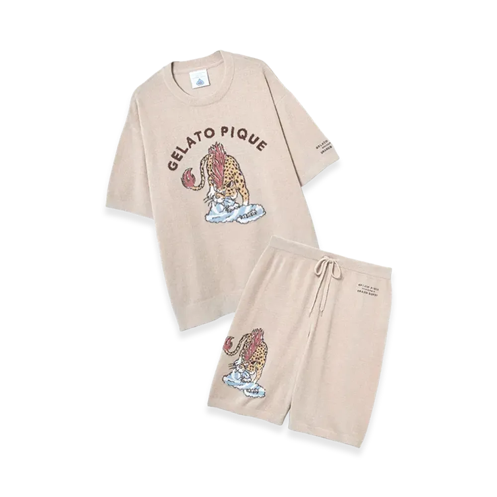 GELATO PIQUE x DRAGON QUEST Jacquard S/S Pullover & Half Pants Set "Pink"