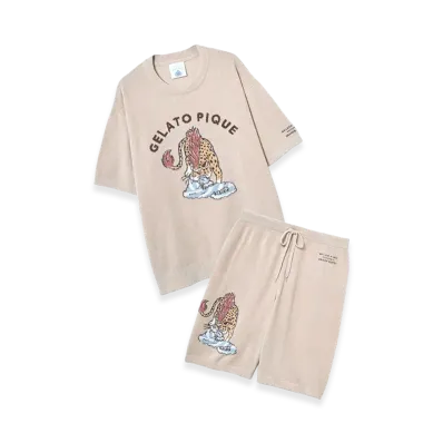 GELATO PIQUE x DRAGON QUEST Jacquard S/S Pullover & Half Pants Set "Pink"