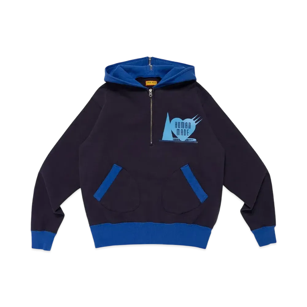 HUMAN MADE Half-Zip Hoodie "Navy"