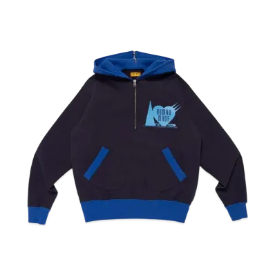 HUMAN MADE Half-Zip Hoodie "Navy"
