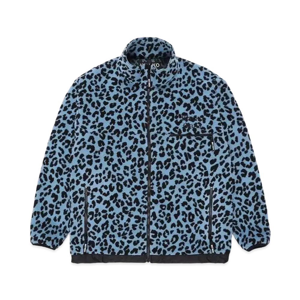 WACKO MARIA Leopard Light Boa Fleece Jacket "Light Blue"