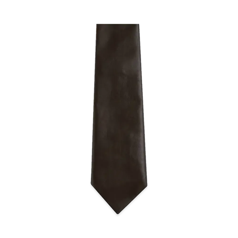 Bottega Veneta Leather Tie "Fondente"