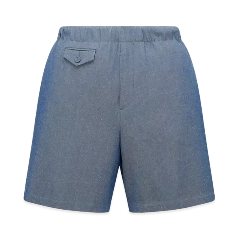 Dior Men's Bermuda Shorts with Elastic Waist Virgin Wool and Silk Twill "Blue"