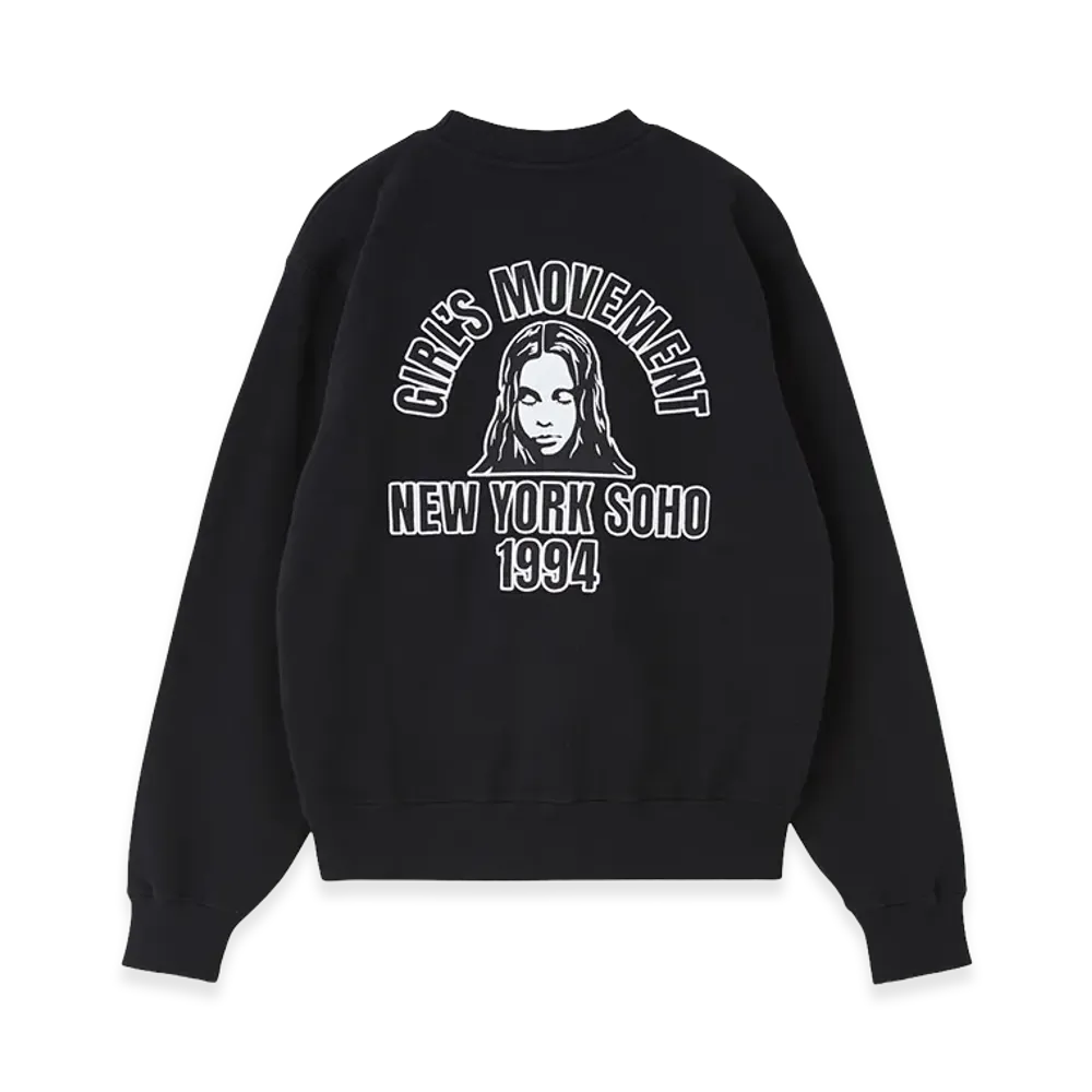 X-Girl Women's Arch Logo And Face Patch Sweatshirt "Black"