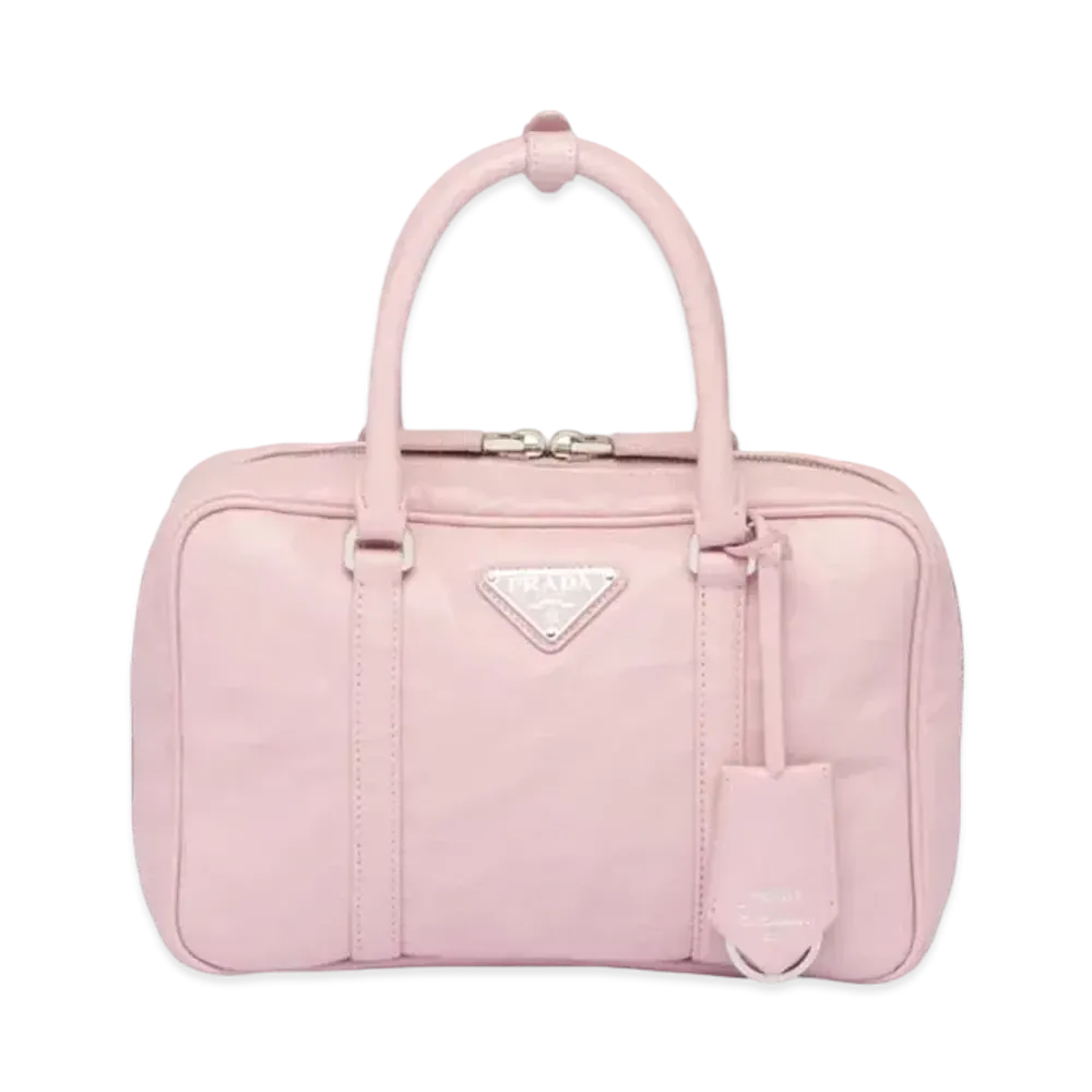 PRADA Medium Antique Nappa Leather Top Handle Bag "Alabaster Pink"
