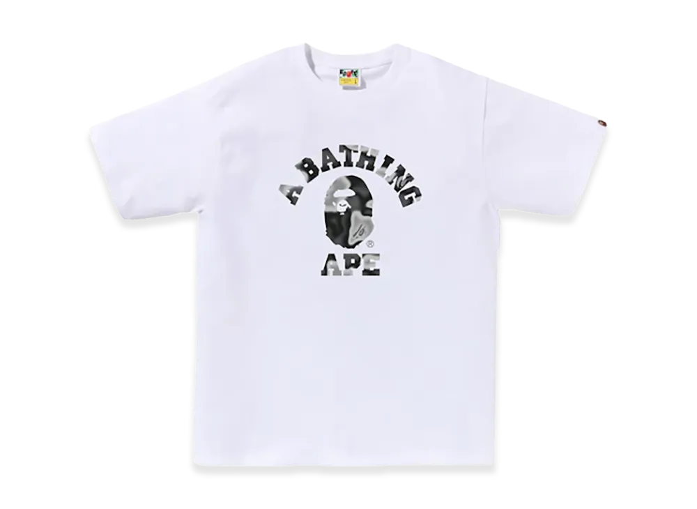 A BATHING APE Liquid Camo College Tee "White/Black"