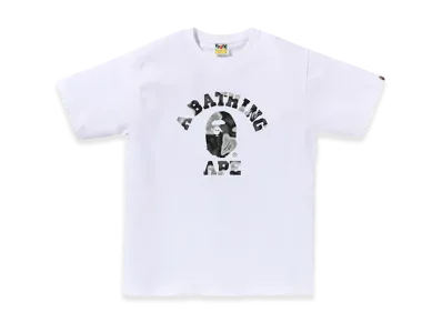 A BATHING APE Liquid Camo College Tee "White/Black"