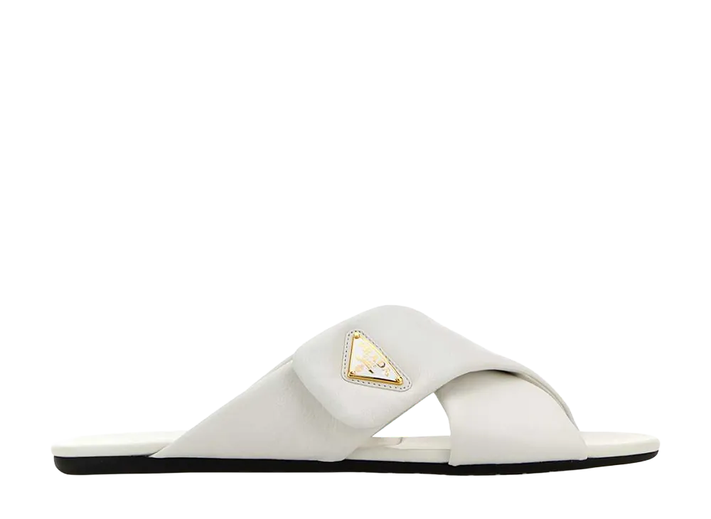 PRADA Women's Nappa Leather Slippers "White"