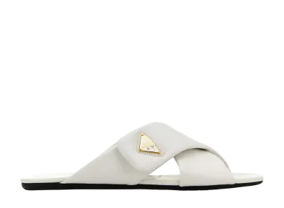 PRADA Women's Nappa Leather Slippers "White"