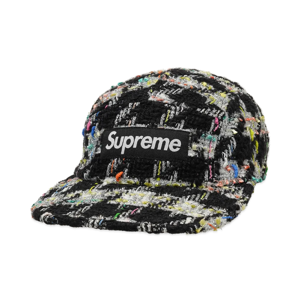Supreme Metallic Bouclé Camp Cap "Black"