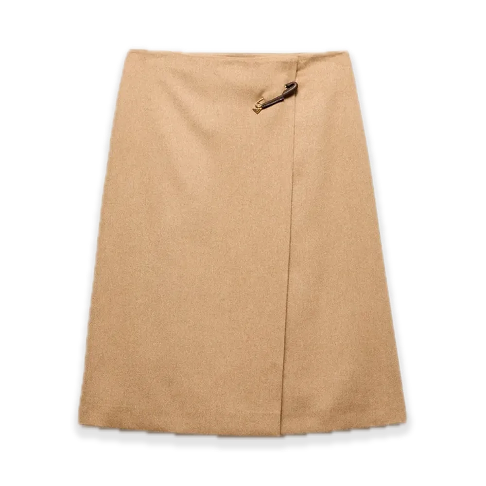 PRADA Camel Hair Midi Skirt "Beige"