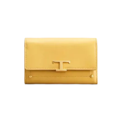TOD'S Timeless Wallet In Leather "Yellow"