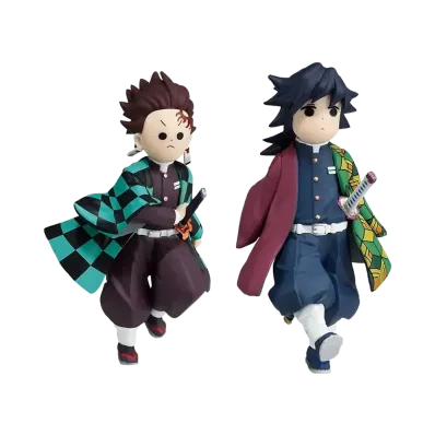 BANDAI "Ichiban Kuji" -Demon Slayer: Kimetsu no Yaiba ~Upper Rank Two~- D Prize Tanjiro and Giyu techi-techi Figure
