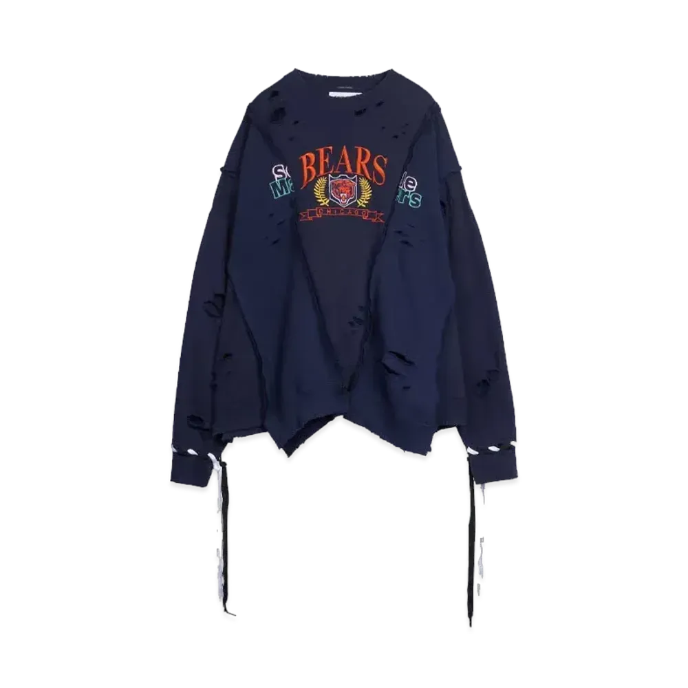 DISCOVERED HYPE DROP EXCLUSIVE WIDE DAMAGE COLLEGE SWEAT "BLACK EX10"