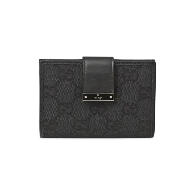 Gucci GG Canvas Leather Card Case "Black"