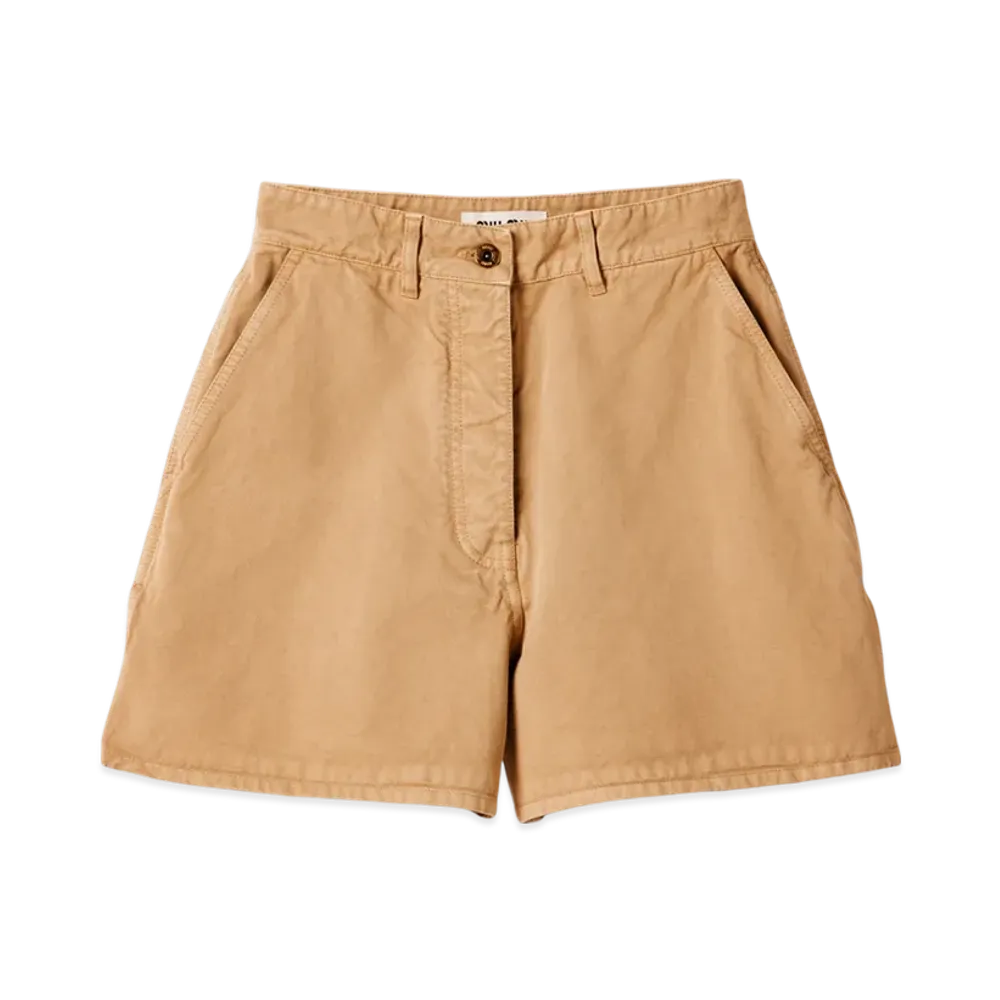 MIU MIU Garment-Dyed Gabardine Bermuda "Albino White"
