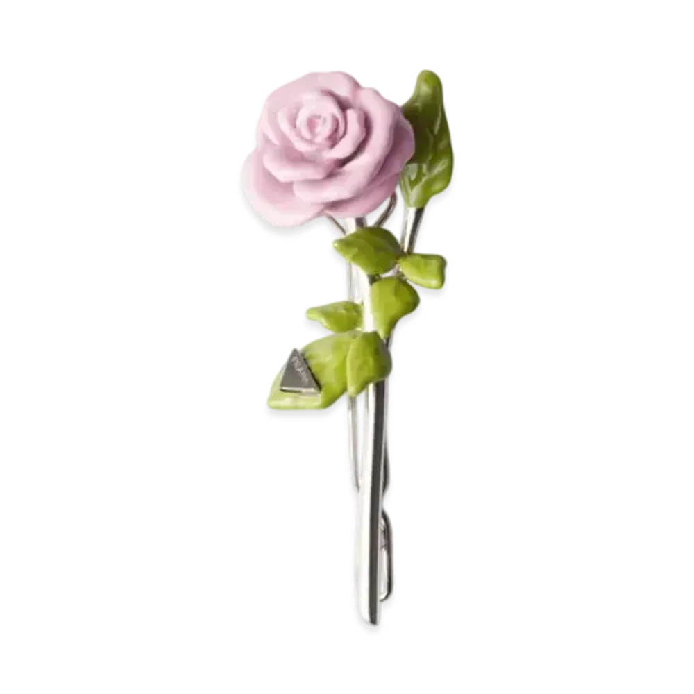 PRADA Enamelled Metal Hair Clip "Pink"