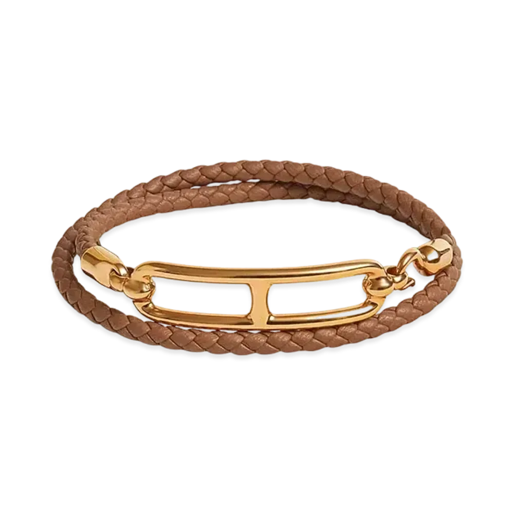 Hermes Roulis Double Tour Bracelet Swift "Gold/Gold"