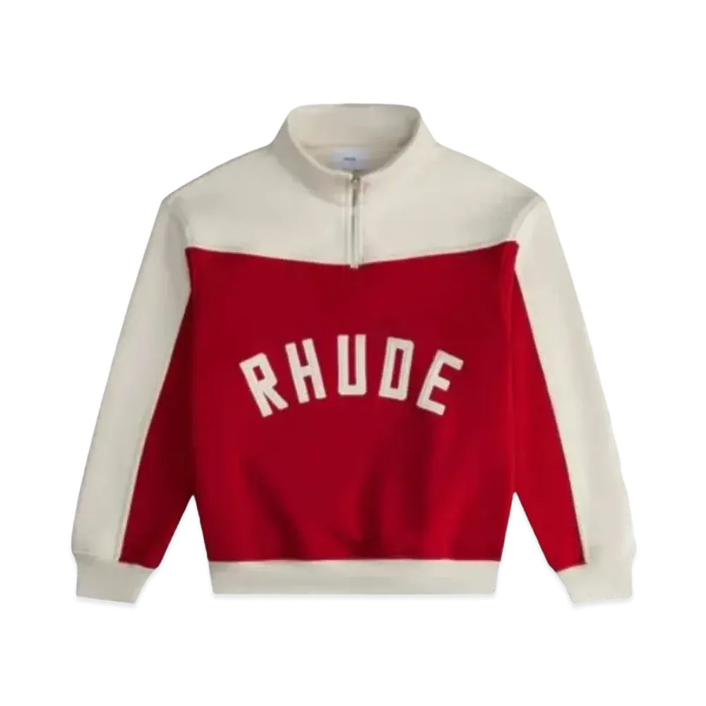 RHUDE Contrast Quarter-Zip Varsity "Red Cream"