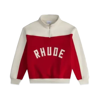 RHUDE Contrast Quarter-Zip Varsity "Red Cream"