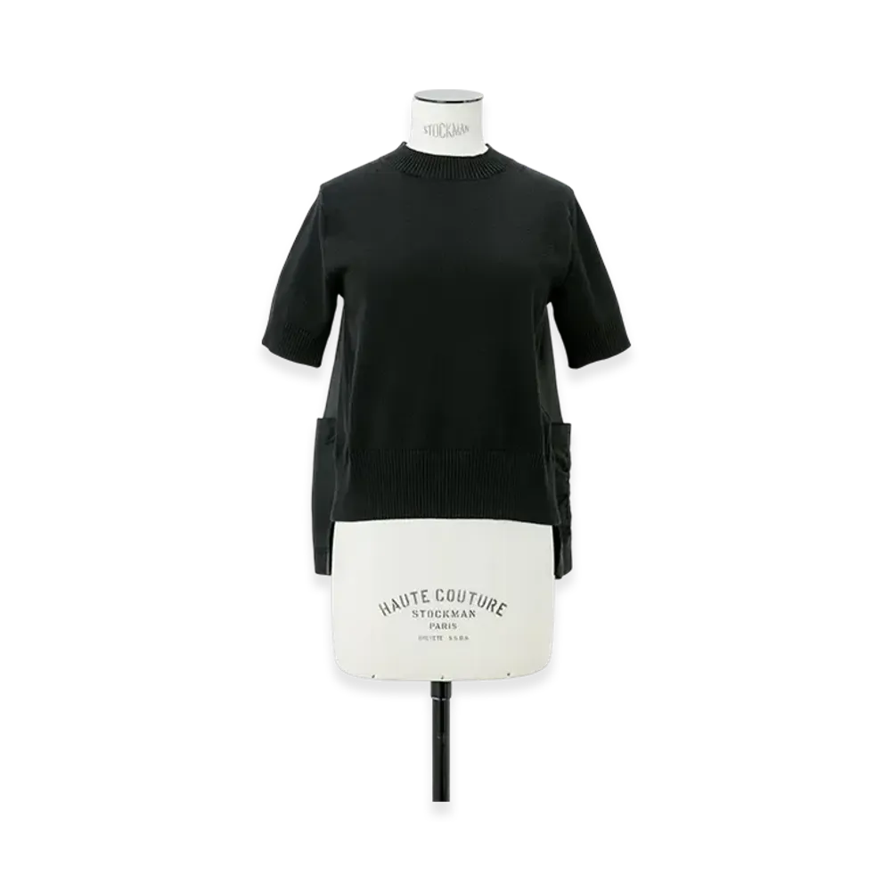 sacai Nylon Twill x Knit Pullover "Black"