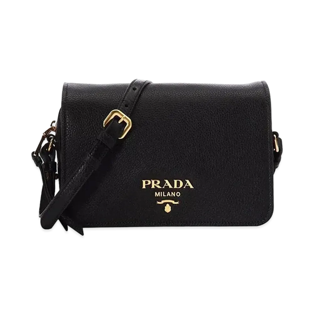 PRADA Vitello Phenix Shoulder Bag "Black"