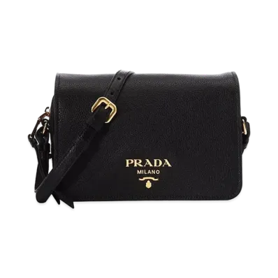 PRADA Vitello Phenix Shoulder Bag "Black"