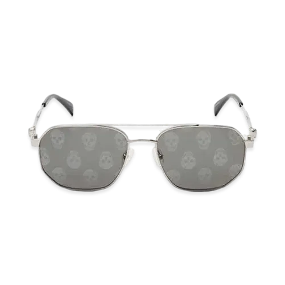 Alexander McQUEEN Floating Skull Metal Caravan Sunglasses "Silver"
